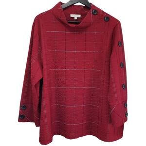 HABITAT Textured Art to Wear Lagenlook Pullover Top Blouse Burgundy Women's Lrg